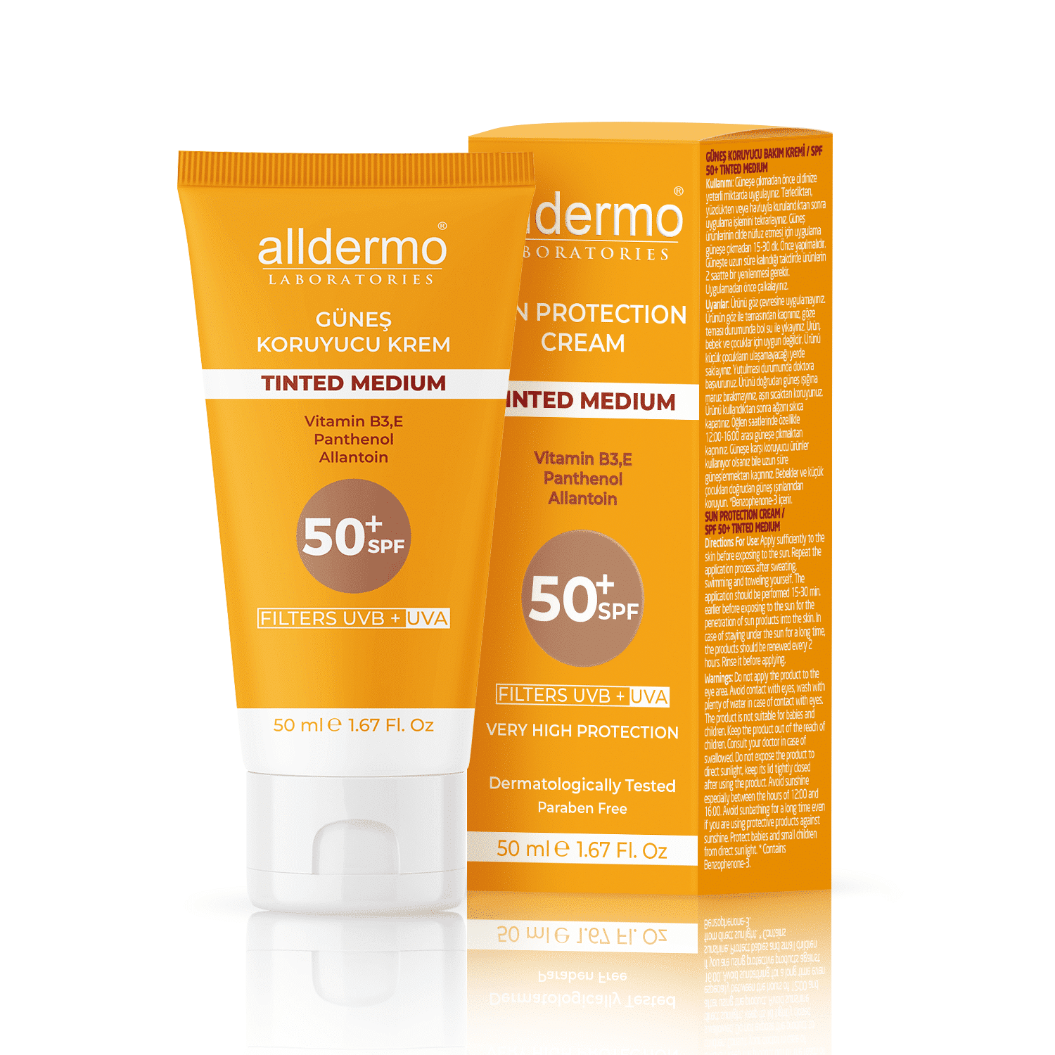 Alldermo Güneş Kremi Yüz Spf50 +  Tinted Medium